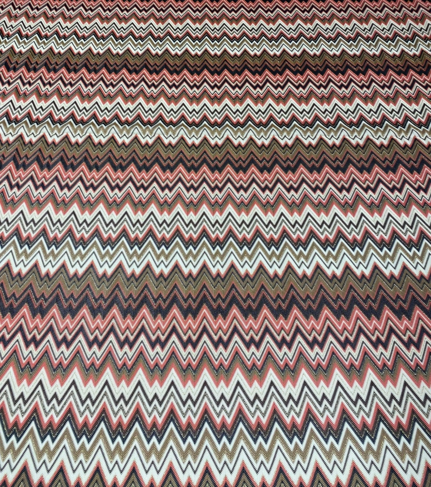 Pink Black Chevron Mesh Knit Fabric with Metallic Accents by the Metre