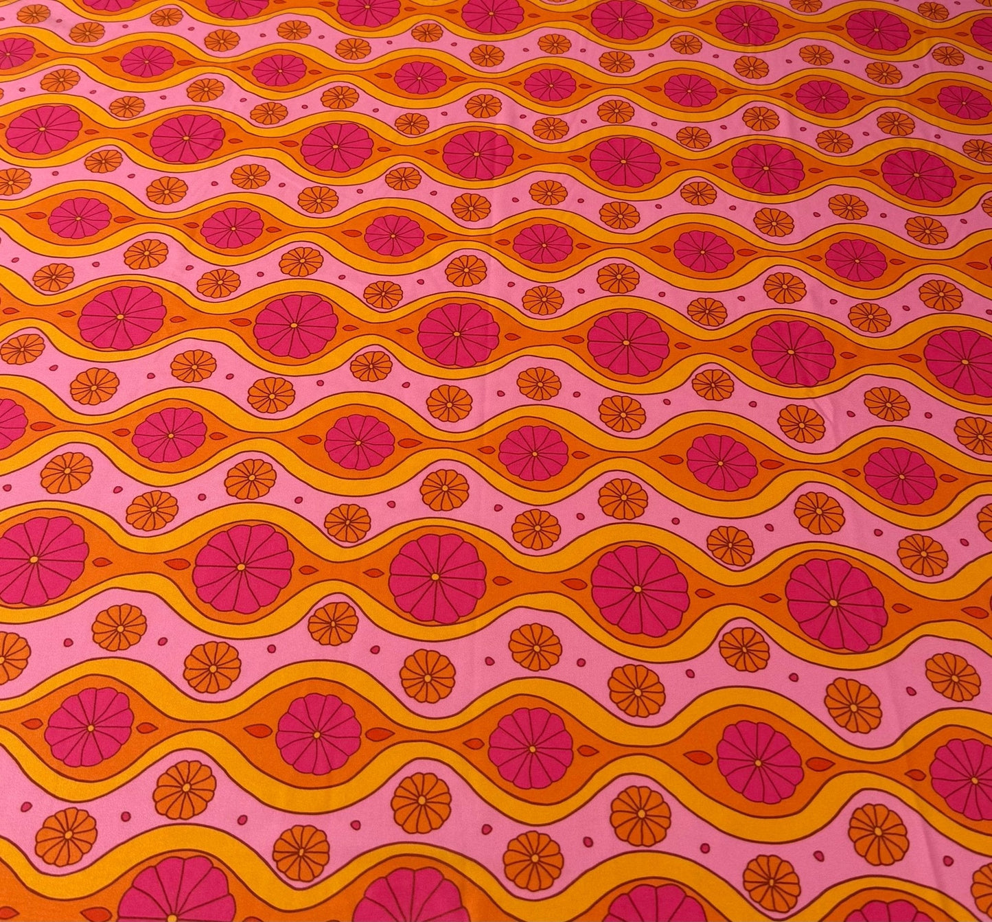 Pink Geometric Pattern Floral Fabric by Metre