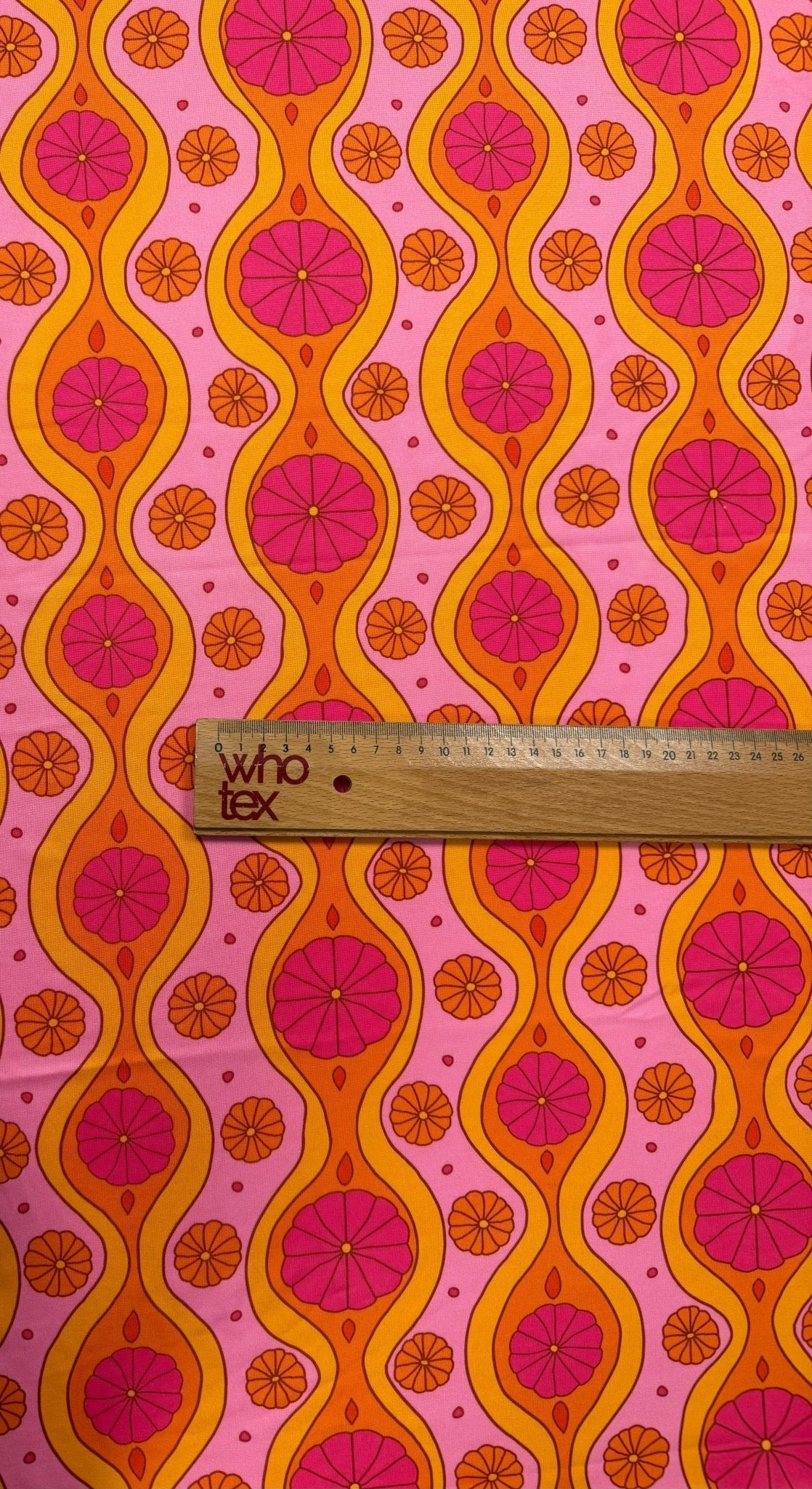 Pink Geometric Pattern Floral Fabric by Metre