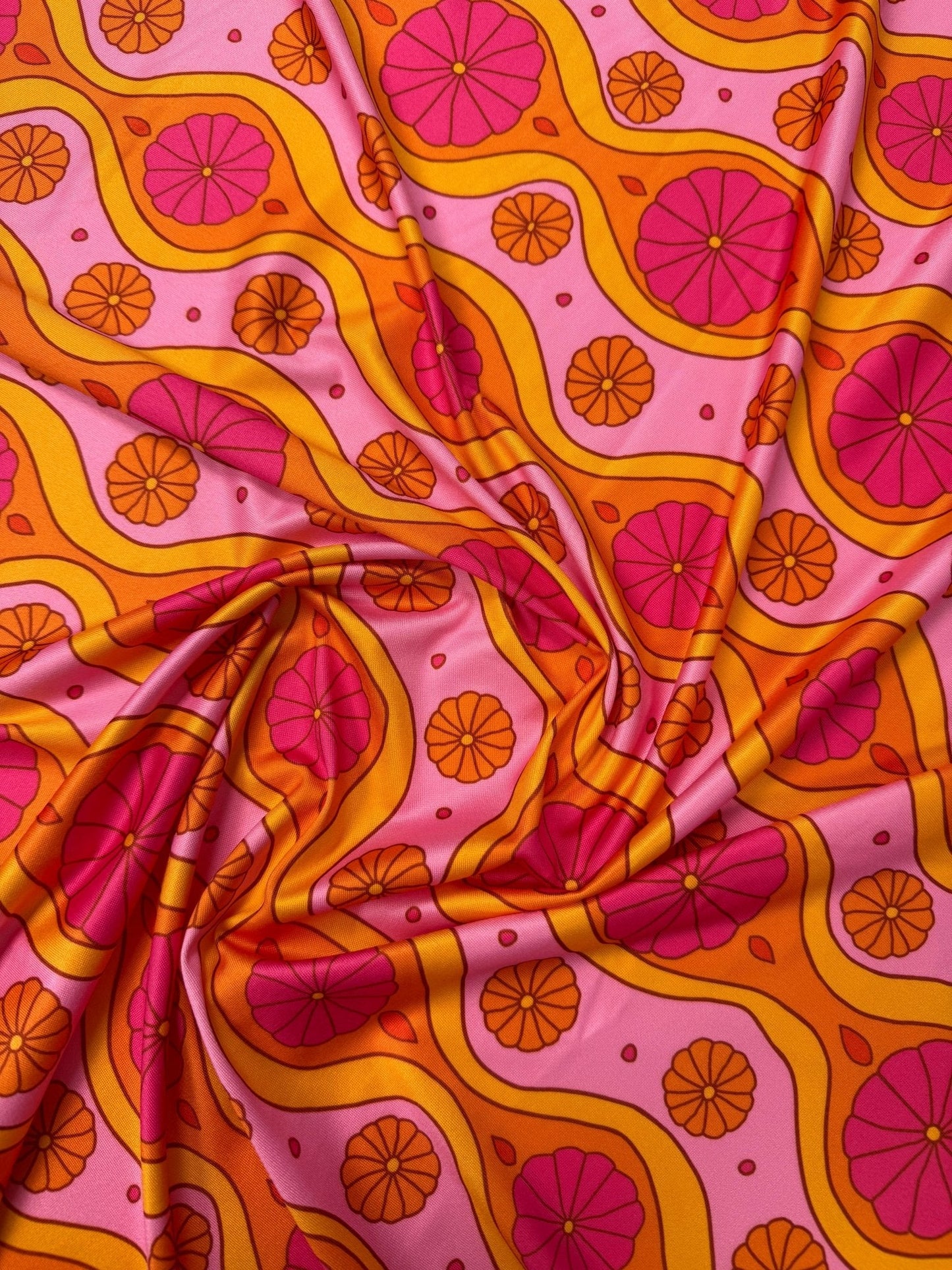 Pink Geometric Pattern Floral Fabric by Metre