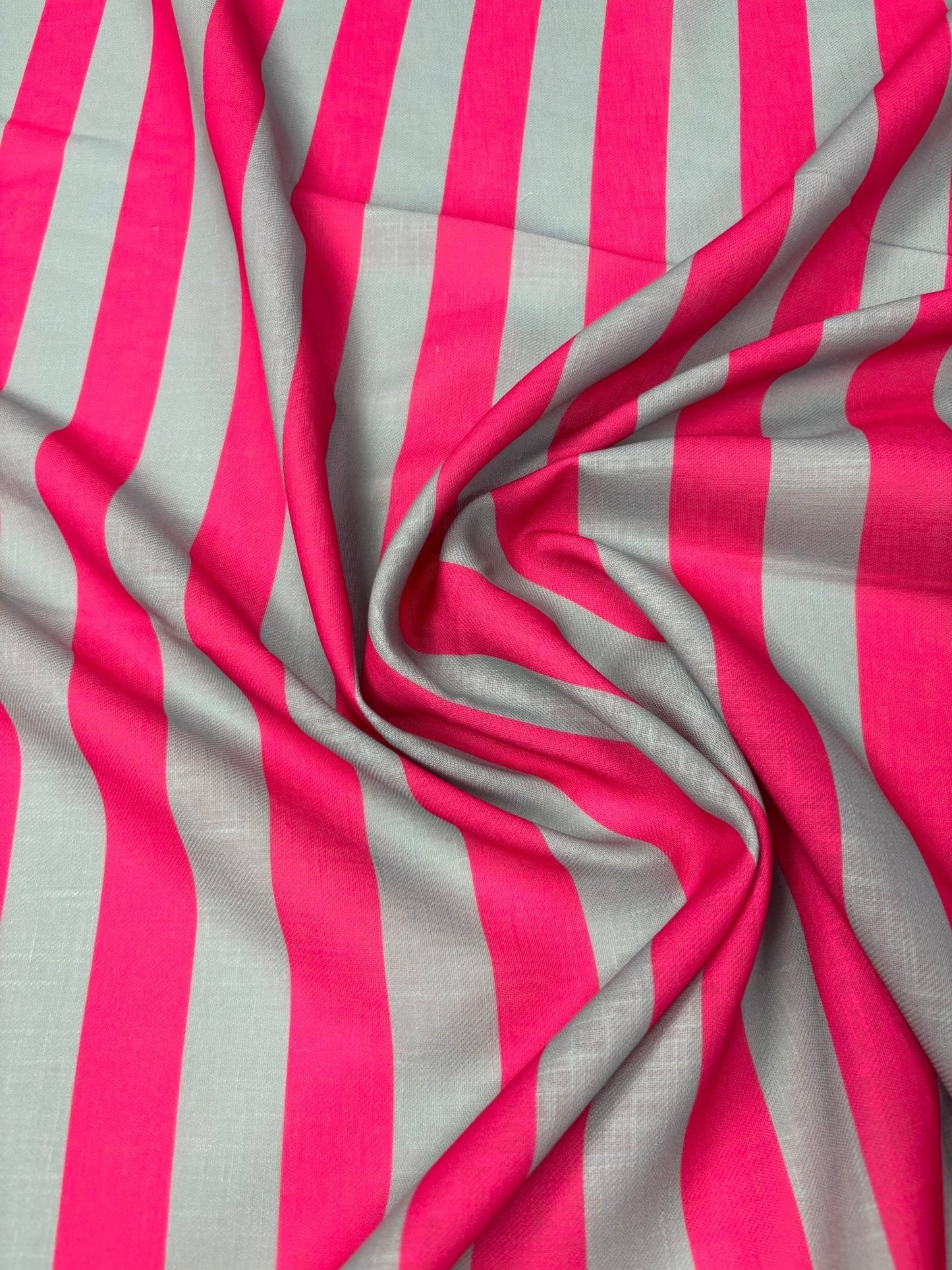 Mint Green and Pink Striped Fabric by the Metre