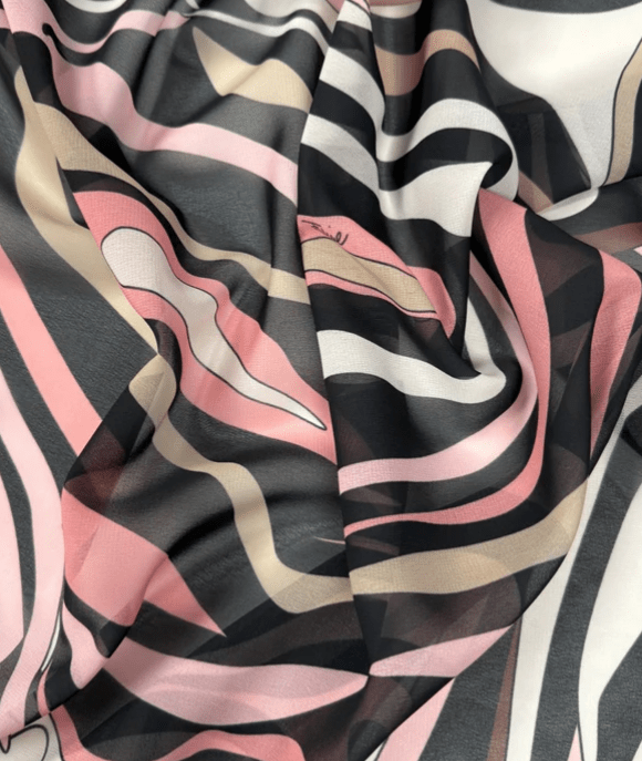 Pink Retro Abstract Pattern Fabric  by the Metre