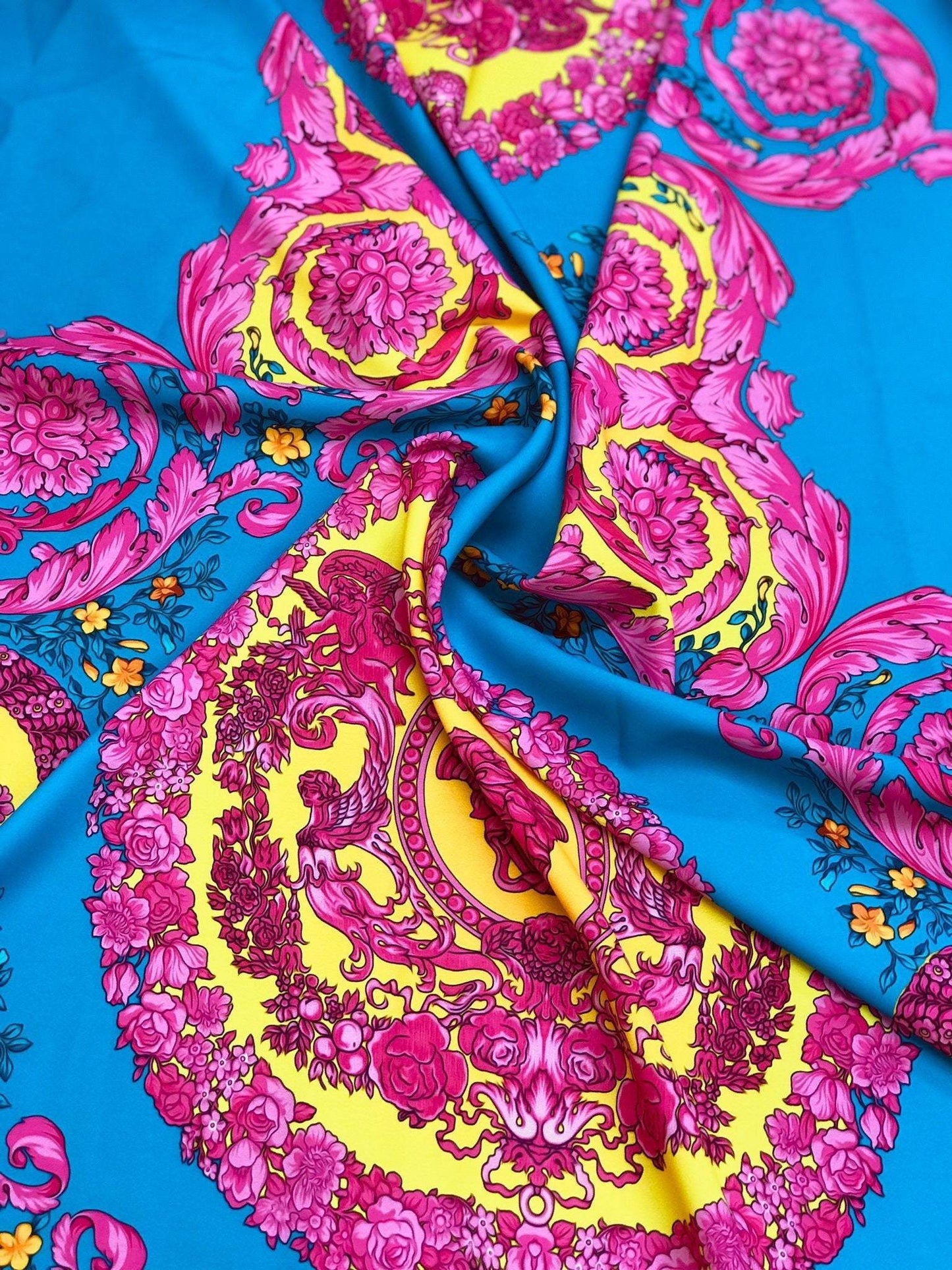 Pink Baroque Silky Fabric by the Metre