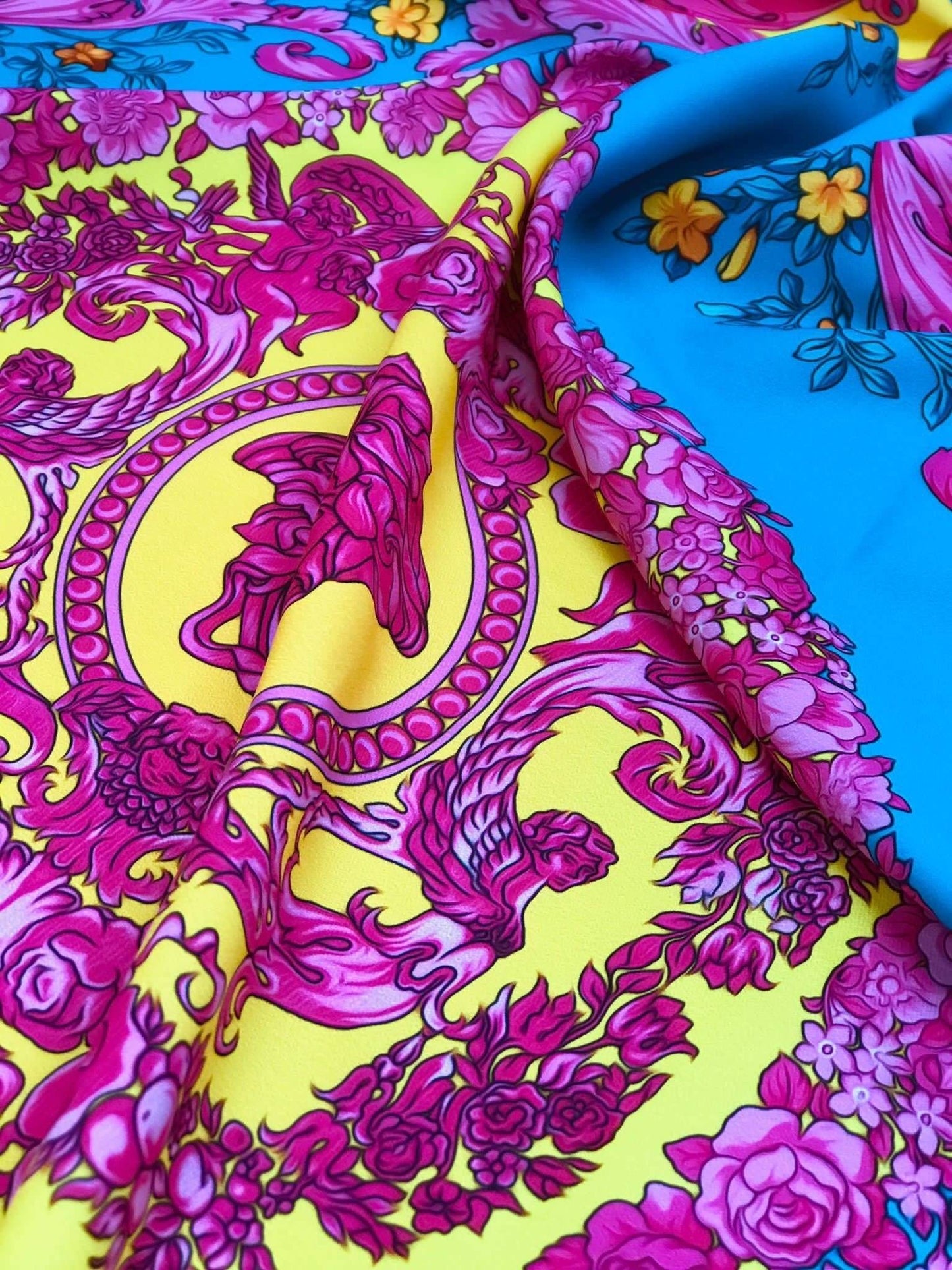 Pink Baroque Silky Fabric by the Metre