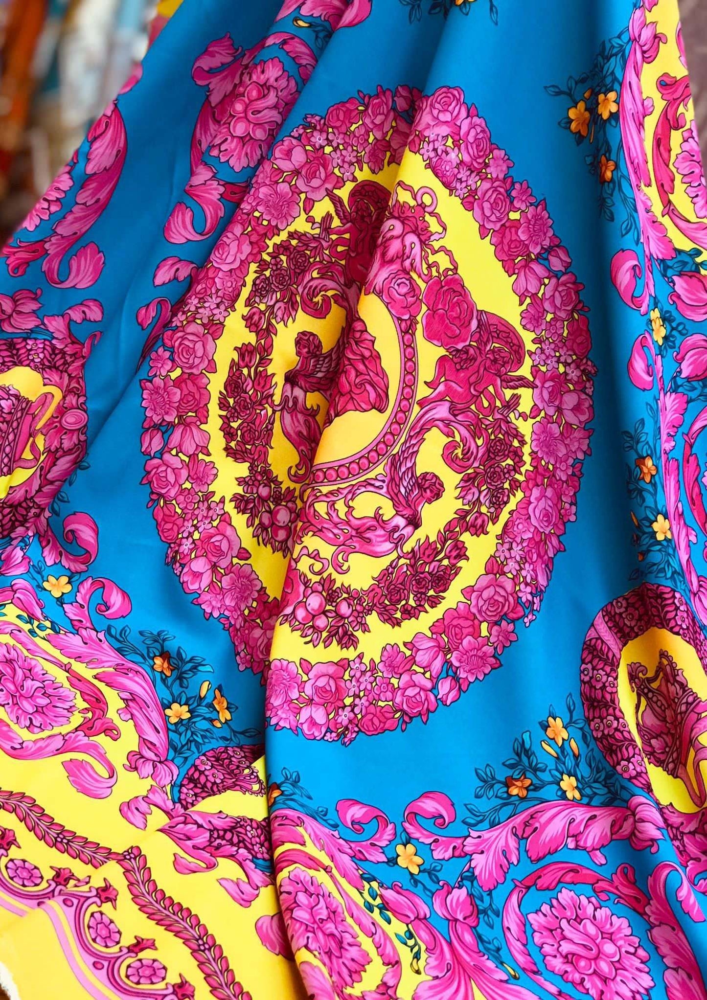 Pink Baroque Silky Fabric by the Metre