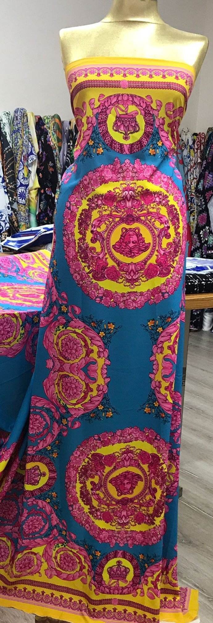 Pink Baroque Silky Fabric by the Metre