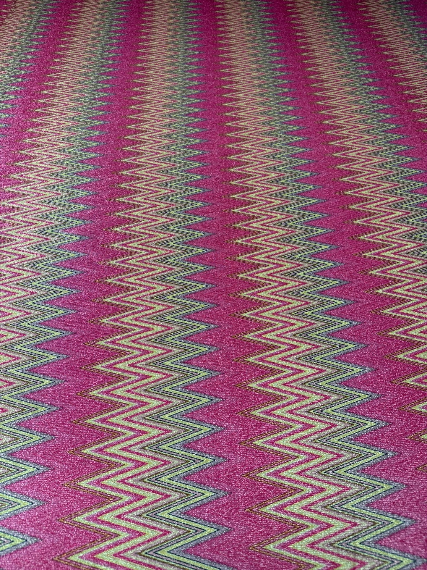 Pink Zigzag Knit Fabric - Lurex 4-Way Stretch Fabric