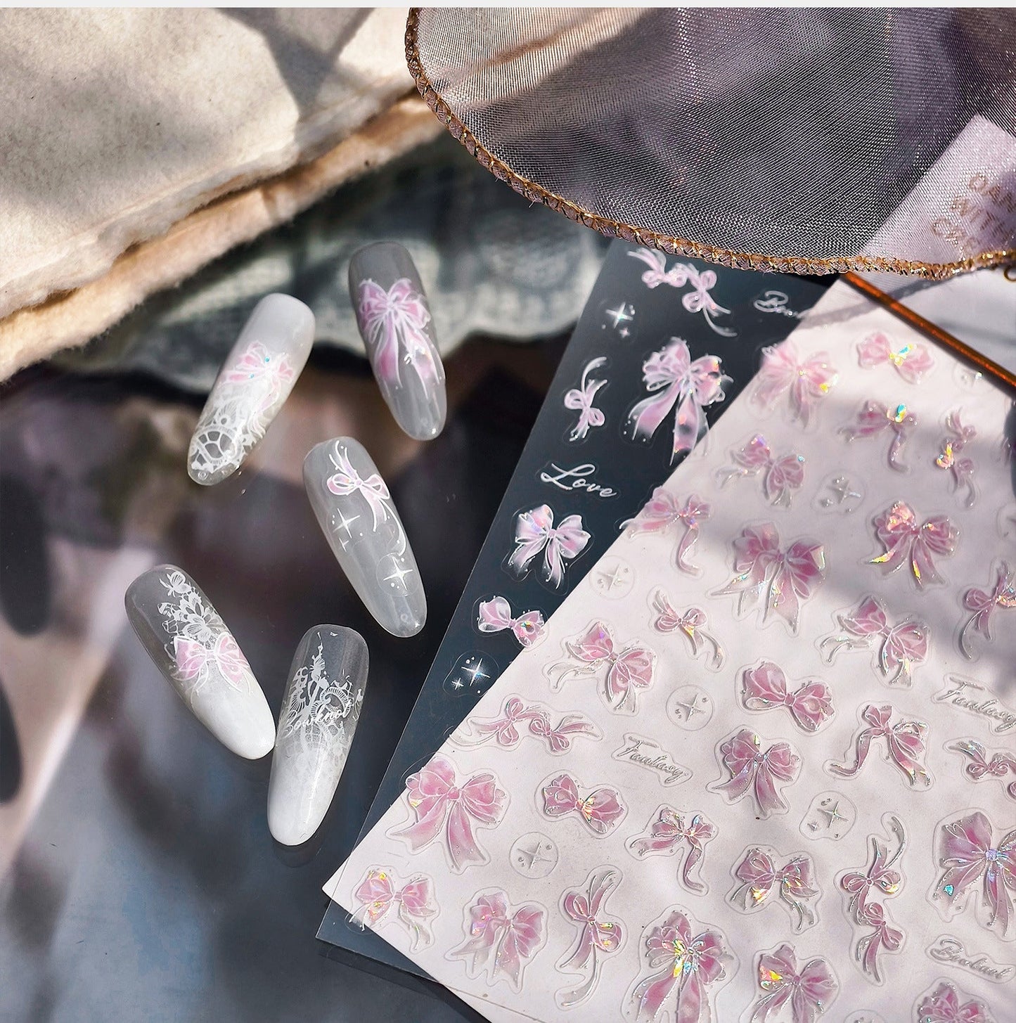 Hello Claws | Pink Bowknot Nail Deco Sticker