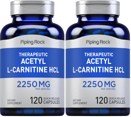 Piping Rock Acetyl L-Carnitine HCL 2250mg – 120 Capsules – Non-GMO, Gluten Free – Pack of 2