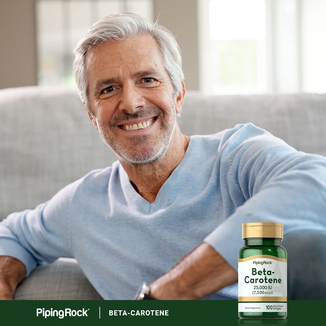 Piping Rock Beta Carotene 25,000 IU Softgels – 100 Count | Non-GMO, Gluten Free