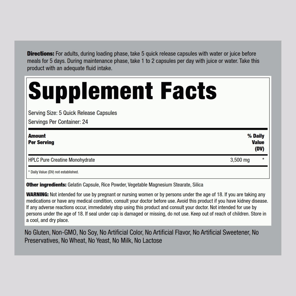 Piping Rock Creatine Monohydrate Capsules 3500 mg – 120 Count (Pack of 2)