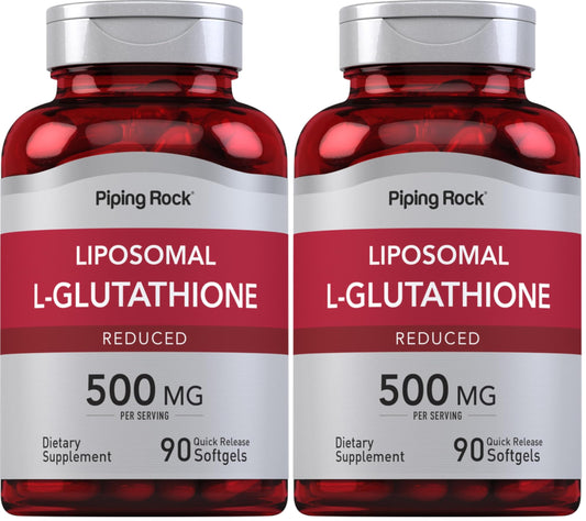 Piping Rock Liposomal Glutathione 500mg | 90 Softgels | Pack of 2 | Non-GMO & Gluten Free