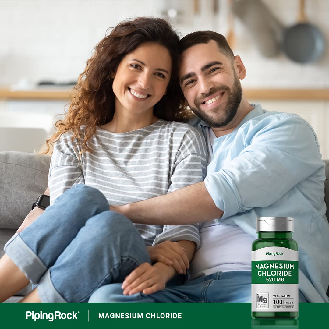 Piping Rock Magnesium Chloride 520mg – 100 Tablets | Vegetarian, Non-GMO, Gluten Free (Pack of 2)