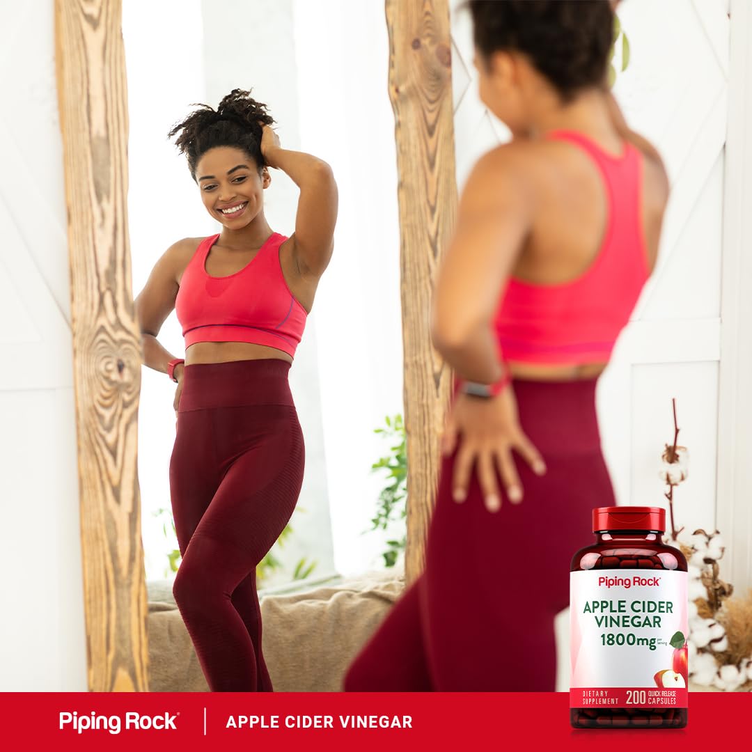 Piping Rock Apple Cider Vinegar Capsules 1800 mg | 200 Pills | Pack of 2 | Non-GMO, Gluten Free
