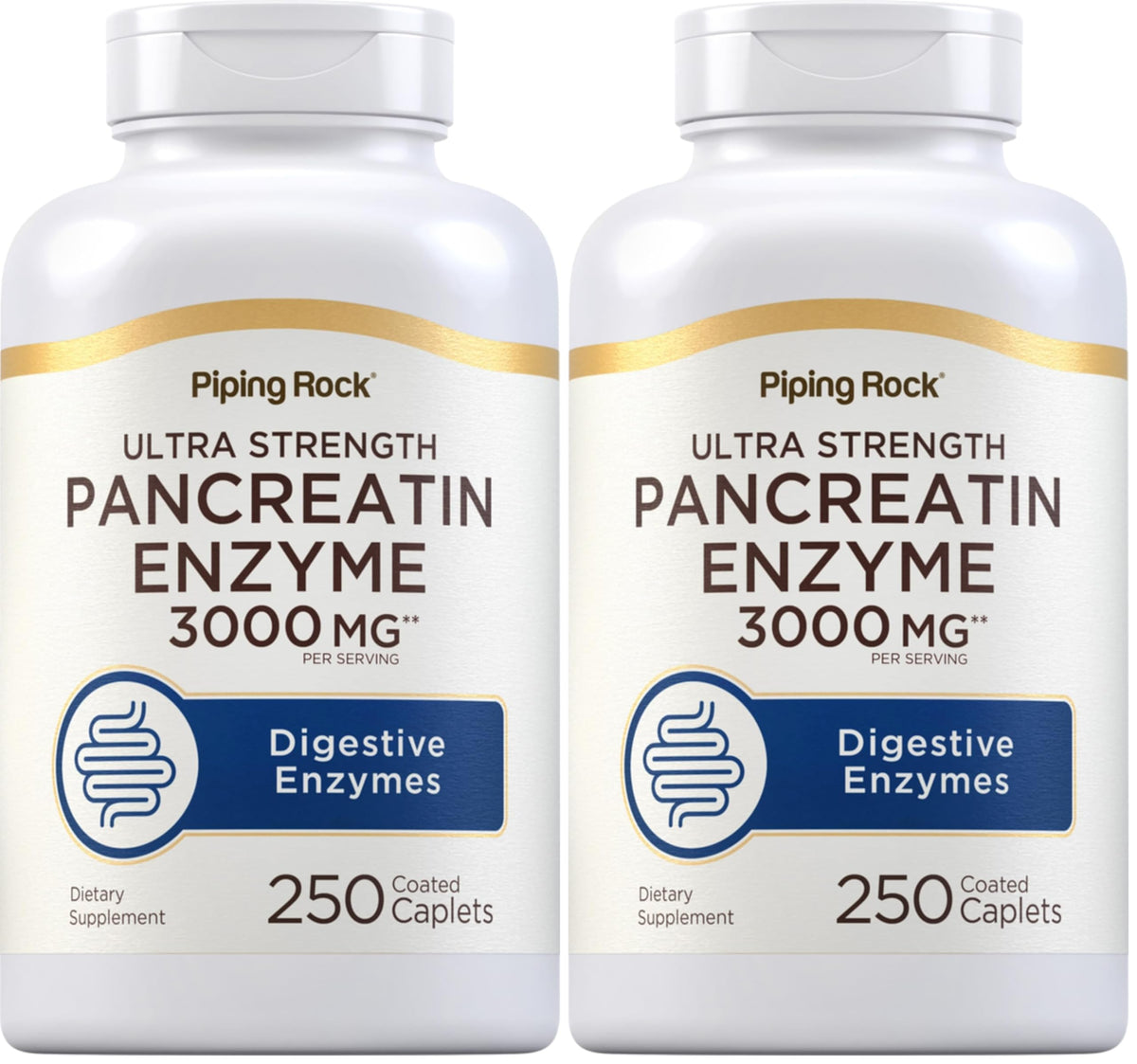 Piping Rock Pancreatin Digestive Enzymes – Ultra Strength 3000mg | Pack of 2 | Non-GMO, Gluten Free