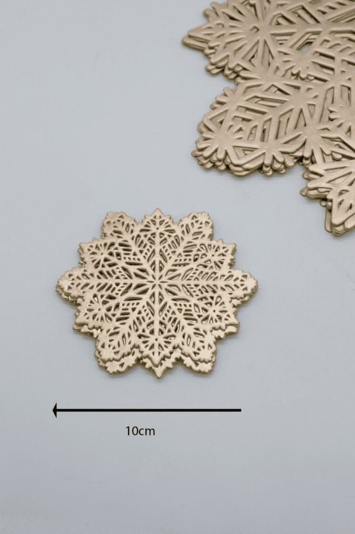 6pc Set Gold Vinyl Snowflake Placemat and Coasters