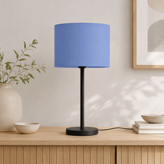 Plain Cornflower Blue Lampshade – Handmade UK, Ceiling or Table Lamp Shade | Made to Order