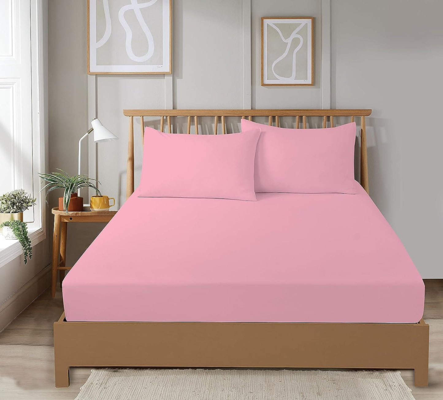 OLIVIA ROCCO Fitted Sheets Plain Dye Super Soft Easy Care Bed Linen Sets Easy-Care Hotel-Quality Comfort