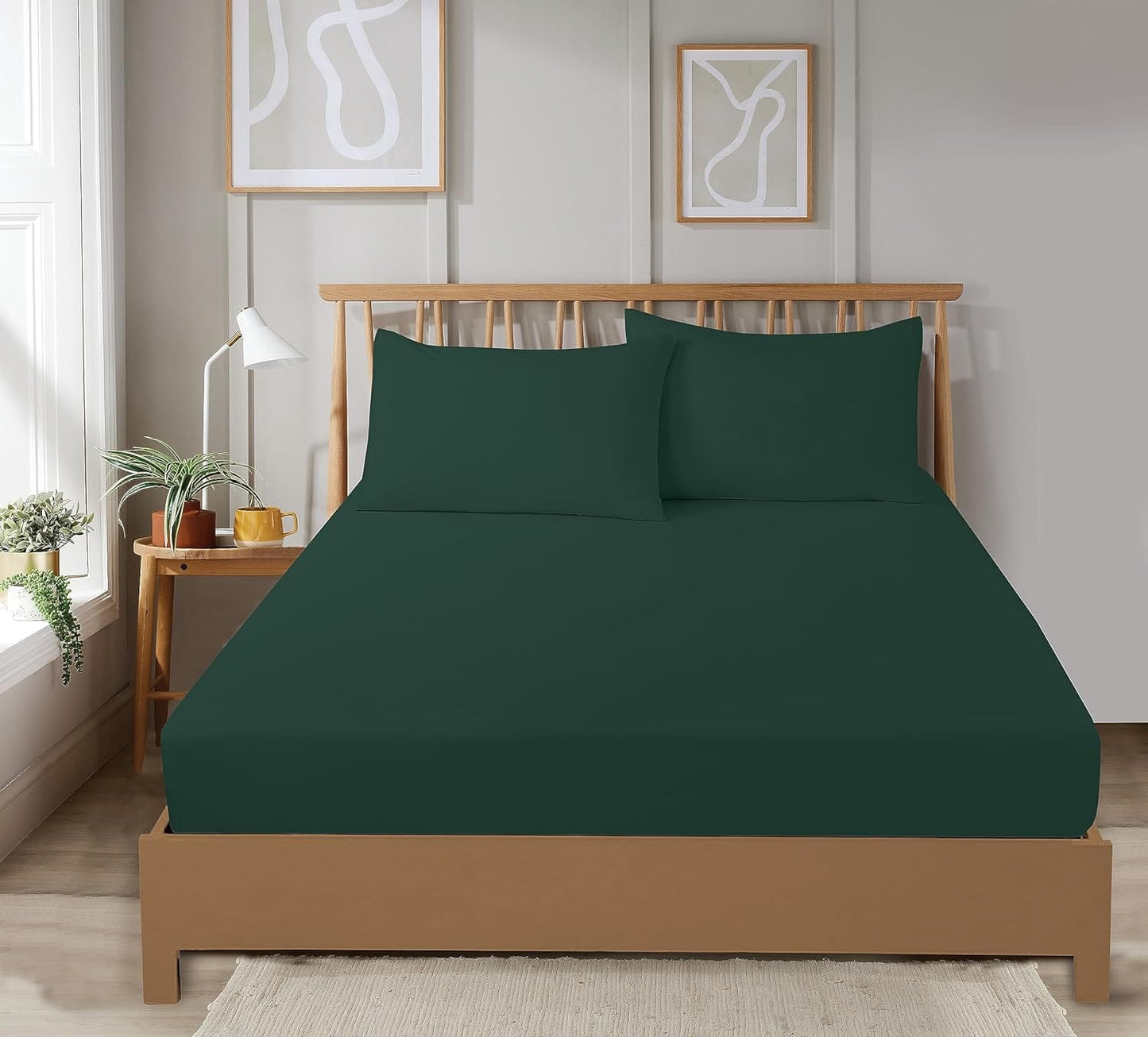 OLIVIA ROCCO Fitted Sheets Plain Dye Super Soft Easy Care Bed Linen Sets Easy-Care Hotel-Quality Comfort