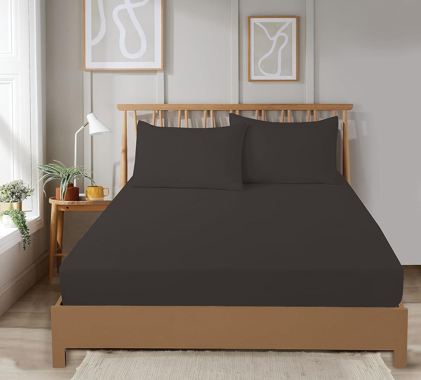 OLIVIA ROCCO Fitted Sheets Plain Dye Super Soft Easy Care Bed Linen Sets Easy-Care Hotel-Quality Comfort