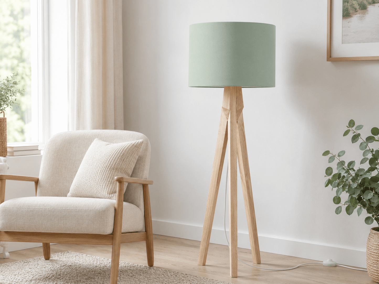 Plain Sage Green Lampshade – Handmade UK, Ceiling or Table Lamp Shade | Made to Order