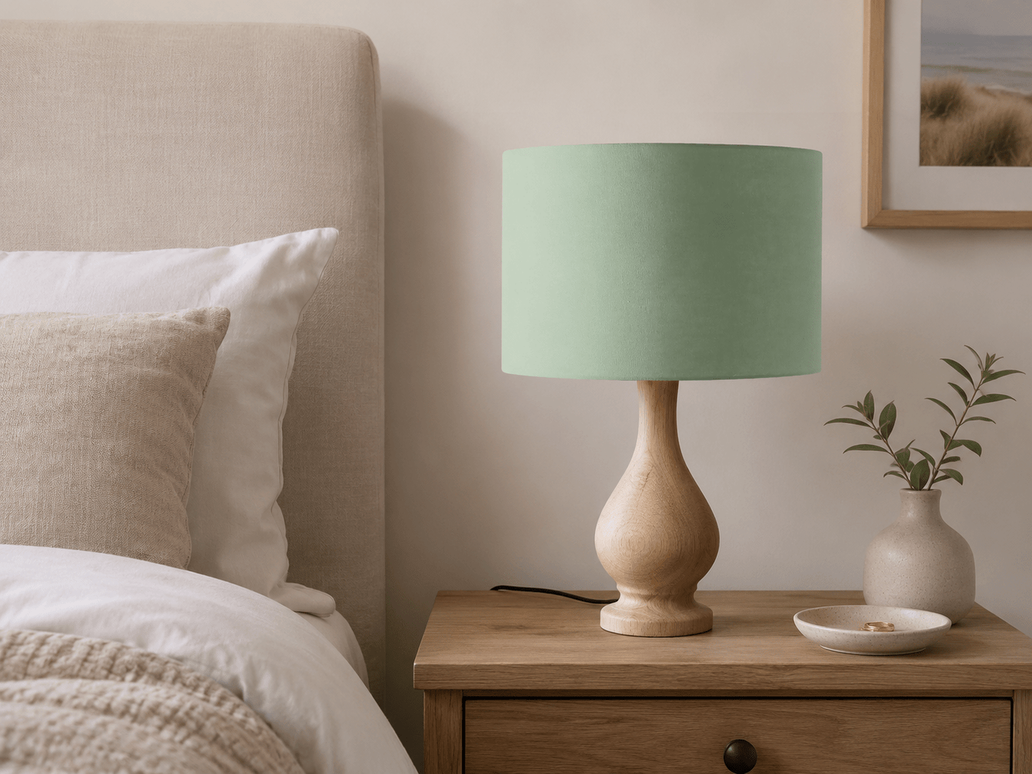 Plain Sage Green Lampshade – Handmade UK, Ceiling or Table Lamp Shade | Made to Order