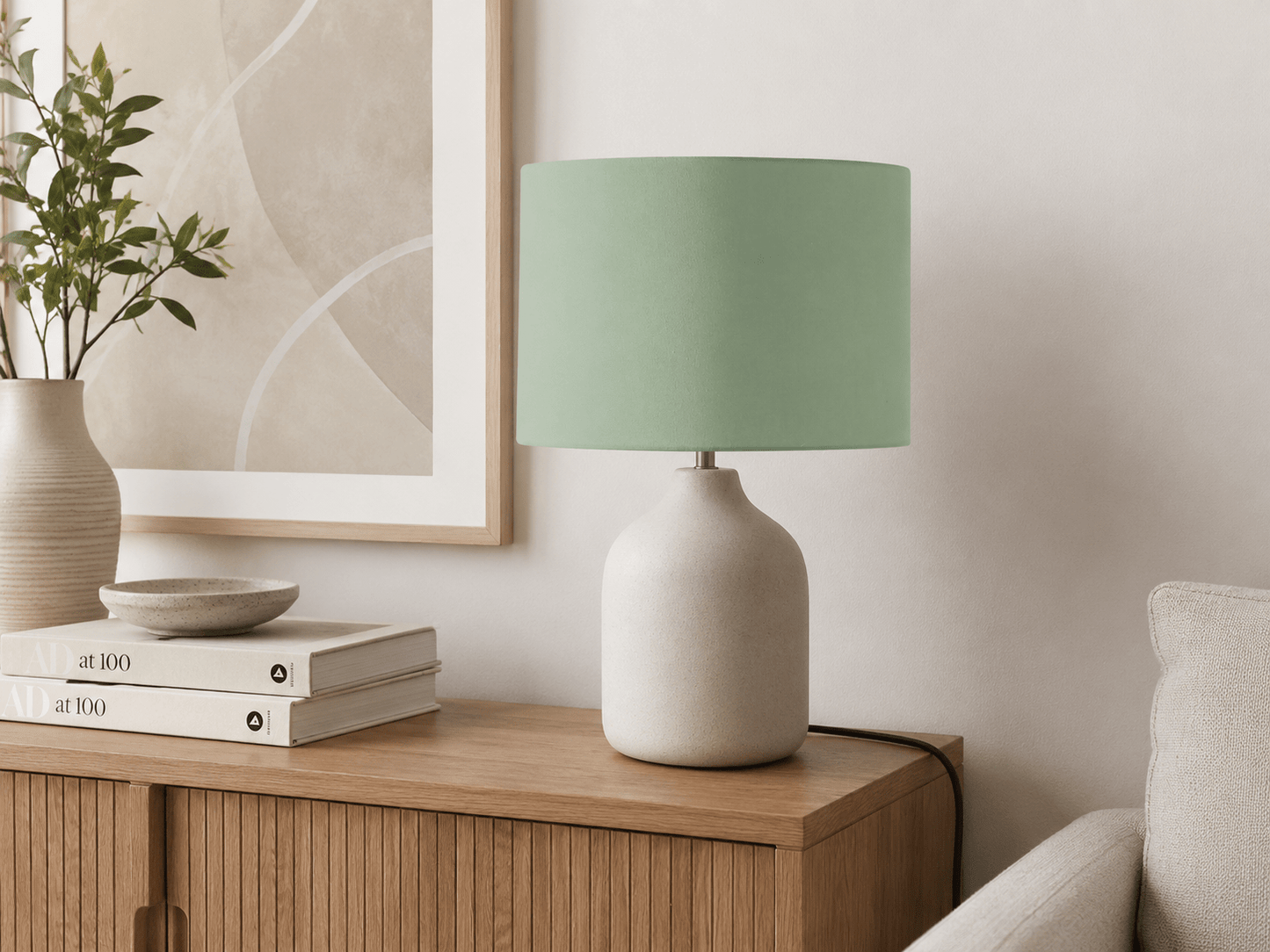 Plain Sage Green Lampshade – Handmade UK, Ceiling or Table Lamp Shade | Made to Order