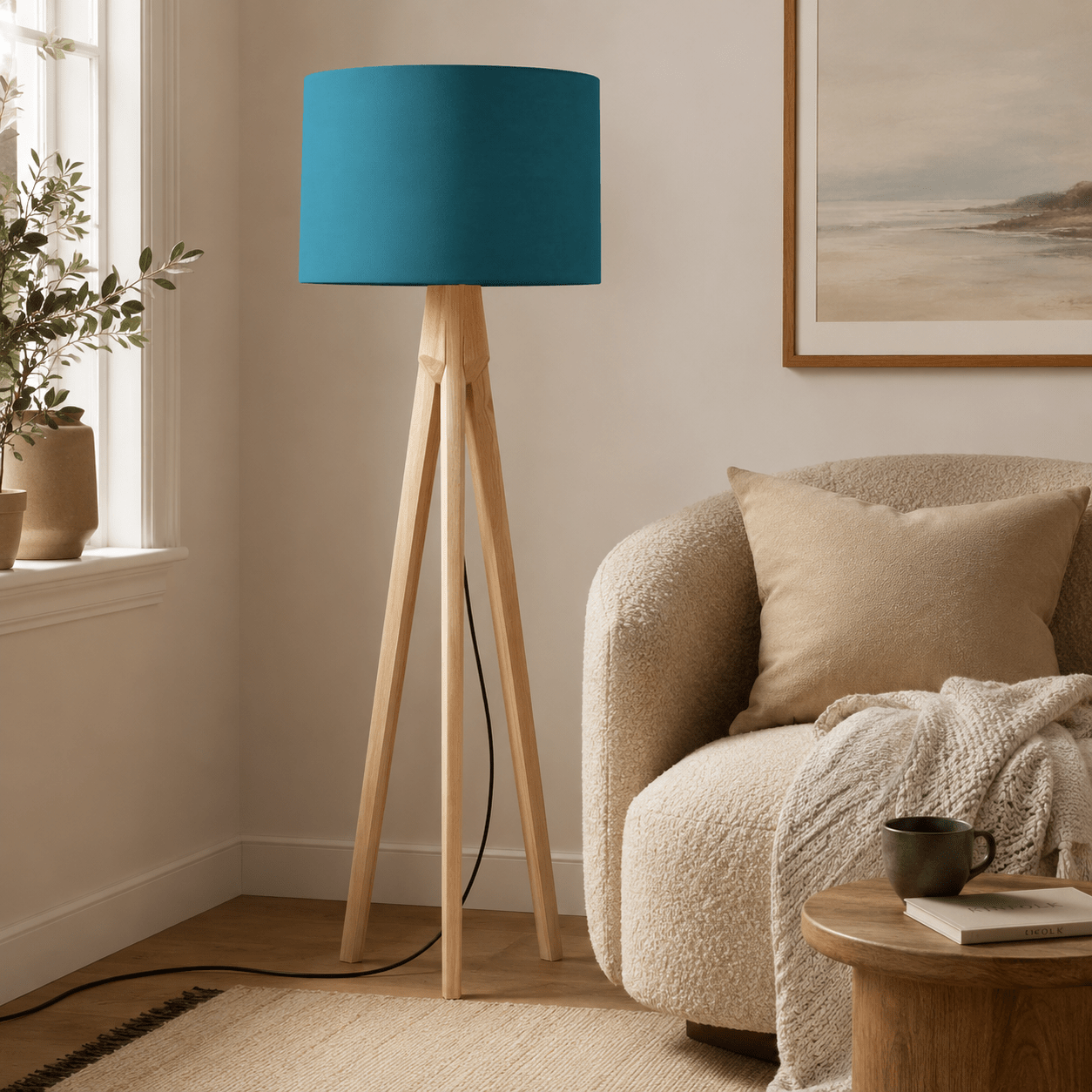 Plain Teal Lampshade, Ceiling or Table Lamp Shade