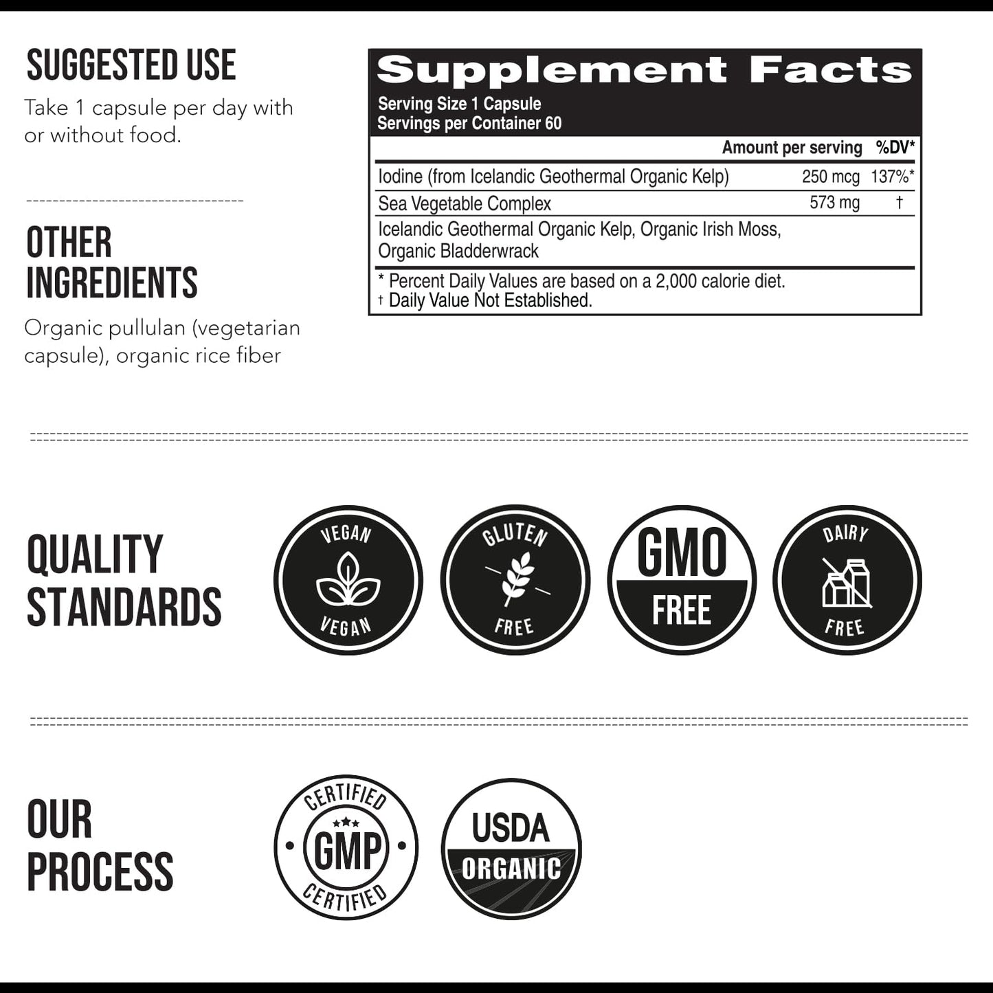 Organic Iodine Supplement from Sea Vegetables – Whole Food & Raw (250 mcg)