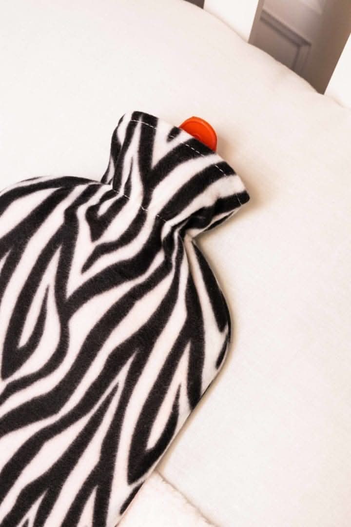 Plush Cosy Hot Water Bottle with Zebra Cover 2L