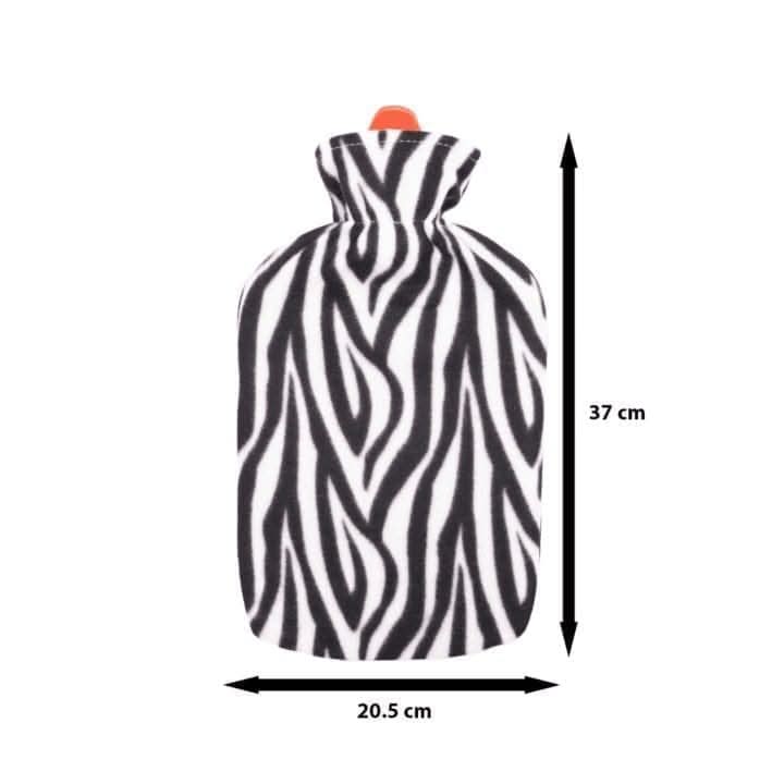 Plush Cosy Hot Water Bottle with Zebra Cover 2L