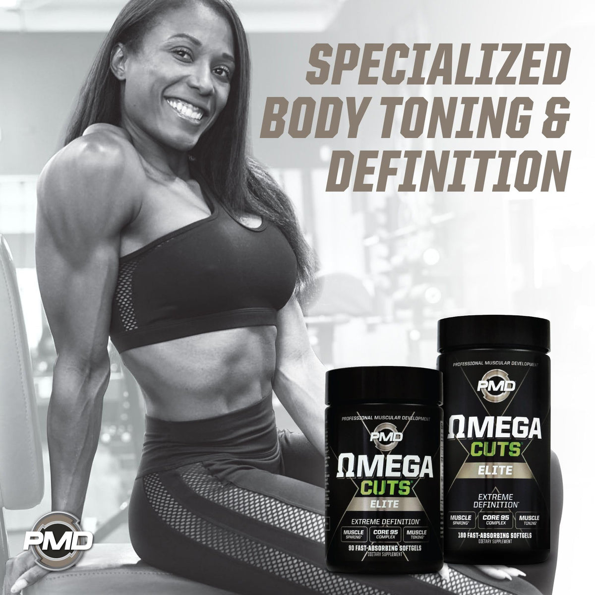 PMD Omega Cuts Elite – Fat Loss & Muscle Definition Formula (180 Softgels) – Stimulant Free