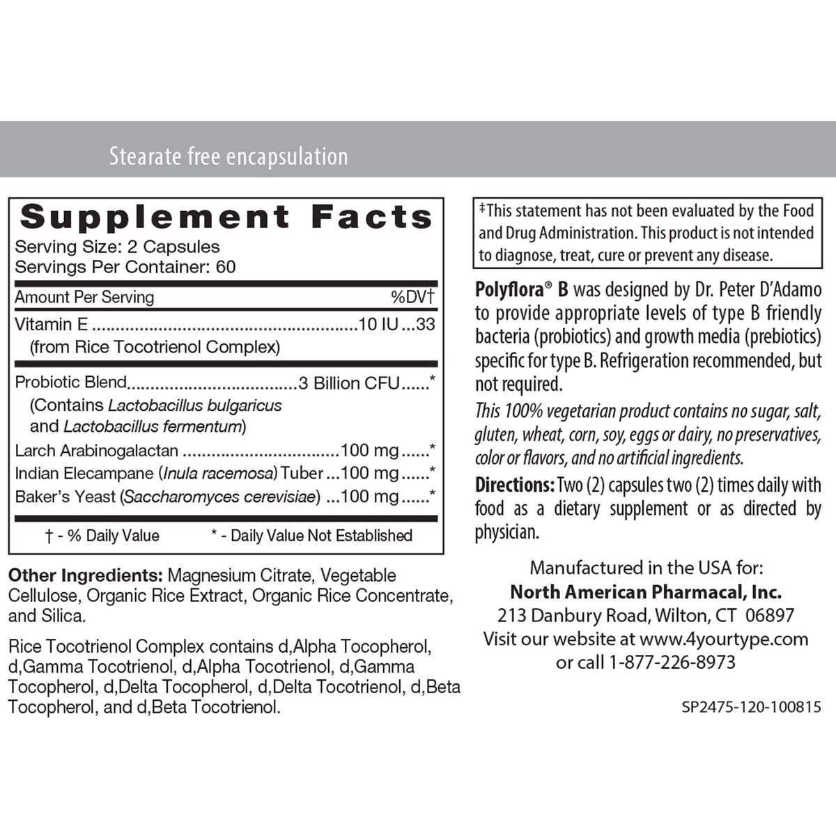 Polyflora B 120 VegCaps (POLY8) – Probiotic Supplement | 100% Veggie Capsules