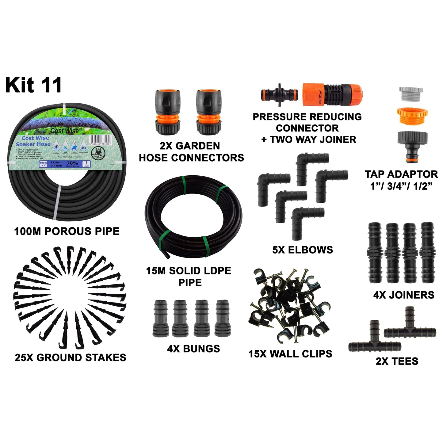 Porous Pipe Kit, POROUS-KIT11 Drip Irrigation Fitting Micro Watering System