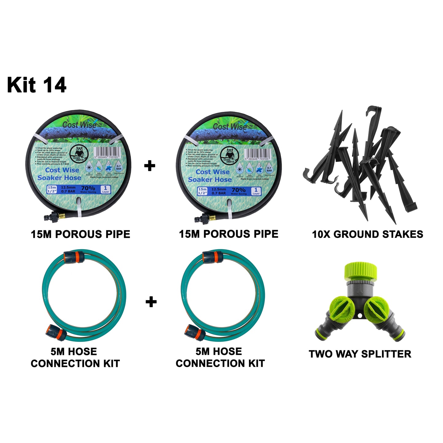 Porous Pipe Kit, POROUS-KIT14 Drip Irrigation Fitting Micro Watering System