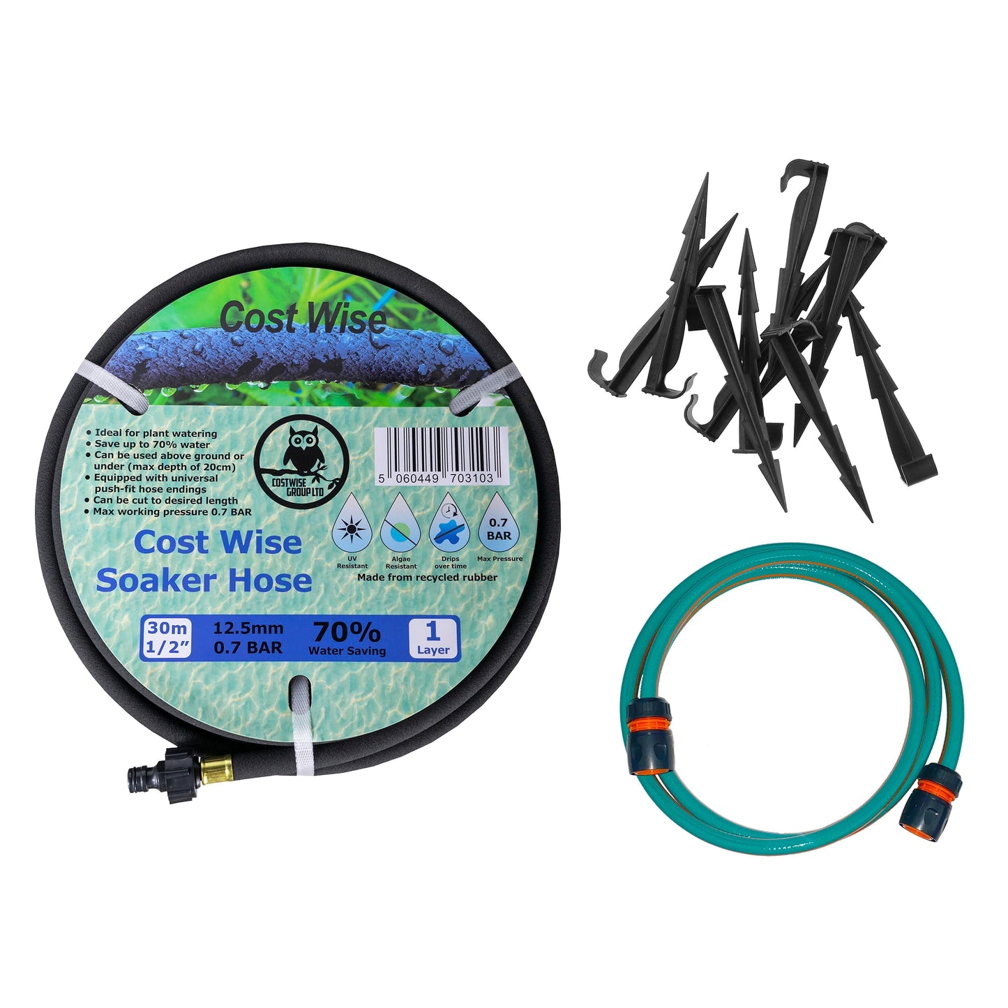 Porous Pipe Kit, POROUS-KIT8 Drip Irrigation Fitting Ground Pegs and Washers