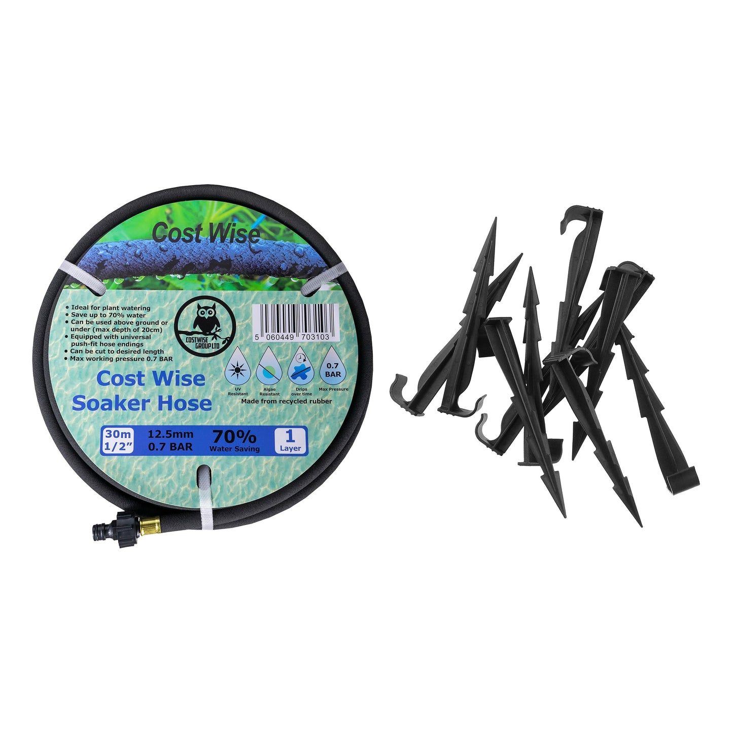 Porous Pipe Kit, POROUS-KIT9 Drip Irrigation Fitting Ground Pegs and Washers