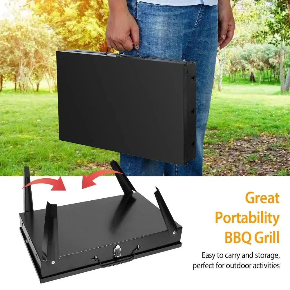Portable Folding Charcoal BBQ Grill – Mini Barbecue Oven for Outdoor Cooking, Camping, Picnic & Beach