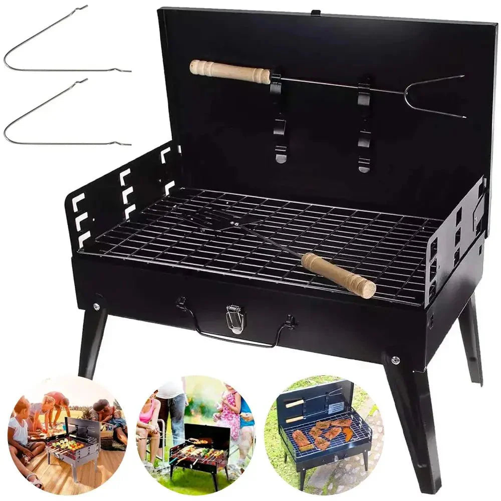 Portable Folding Charcoal BBQ Grill – Mini Barbecue Oven for Outdoor Cooking, Camping, Picnic & Beach