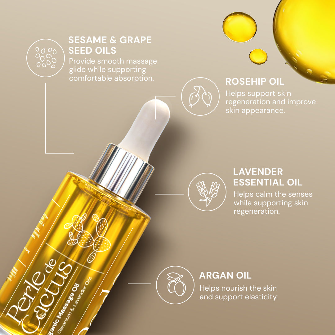 Perle de Cactus Organic Massage Oil - Lavender & Geranium