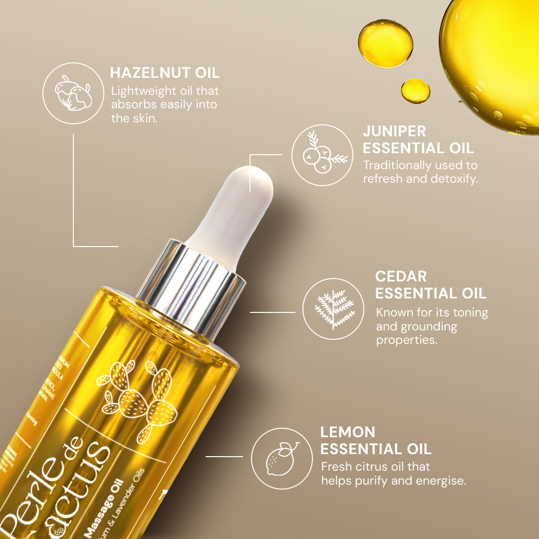 Perle de Cactus Organic Massage Oil - Cedar & Lemon