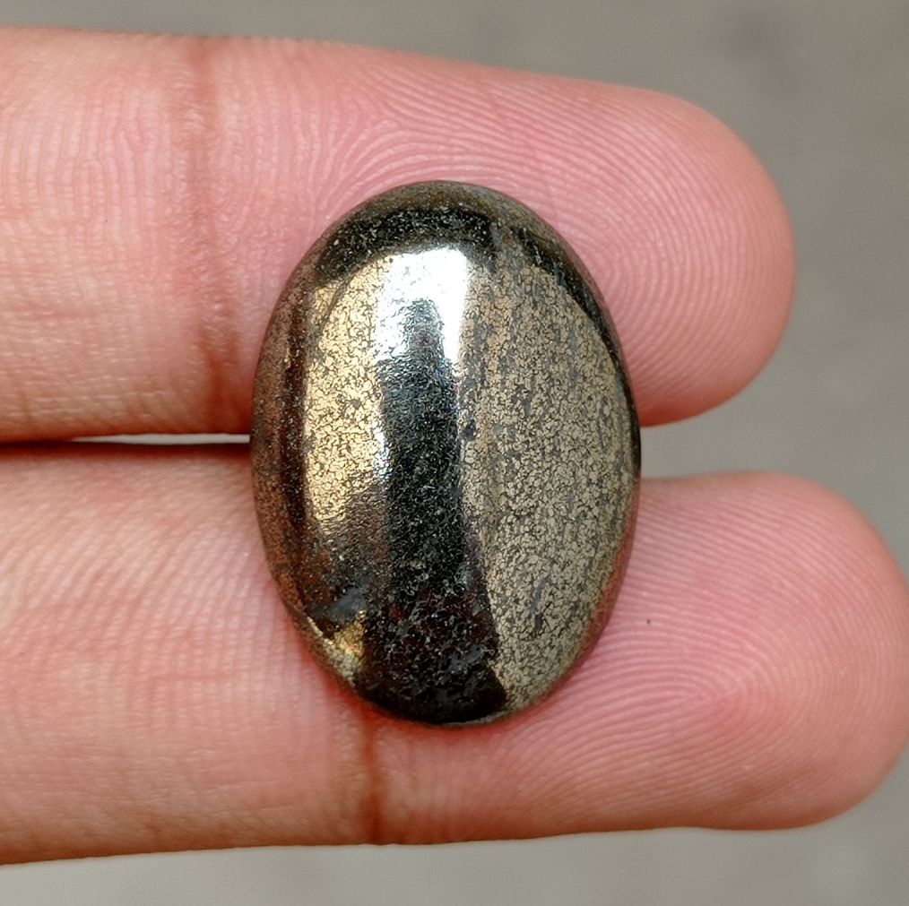 27.1ct Natural Pyrite Cabochon - Iron Pyrite Crystal - Fool's Gold Gemstone - August Birthstone -24x12x6mm