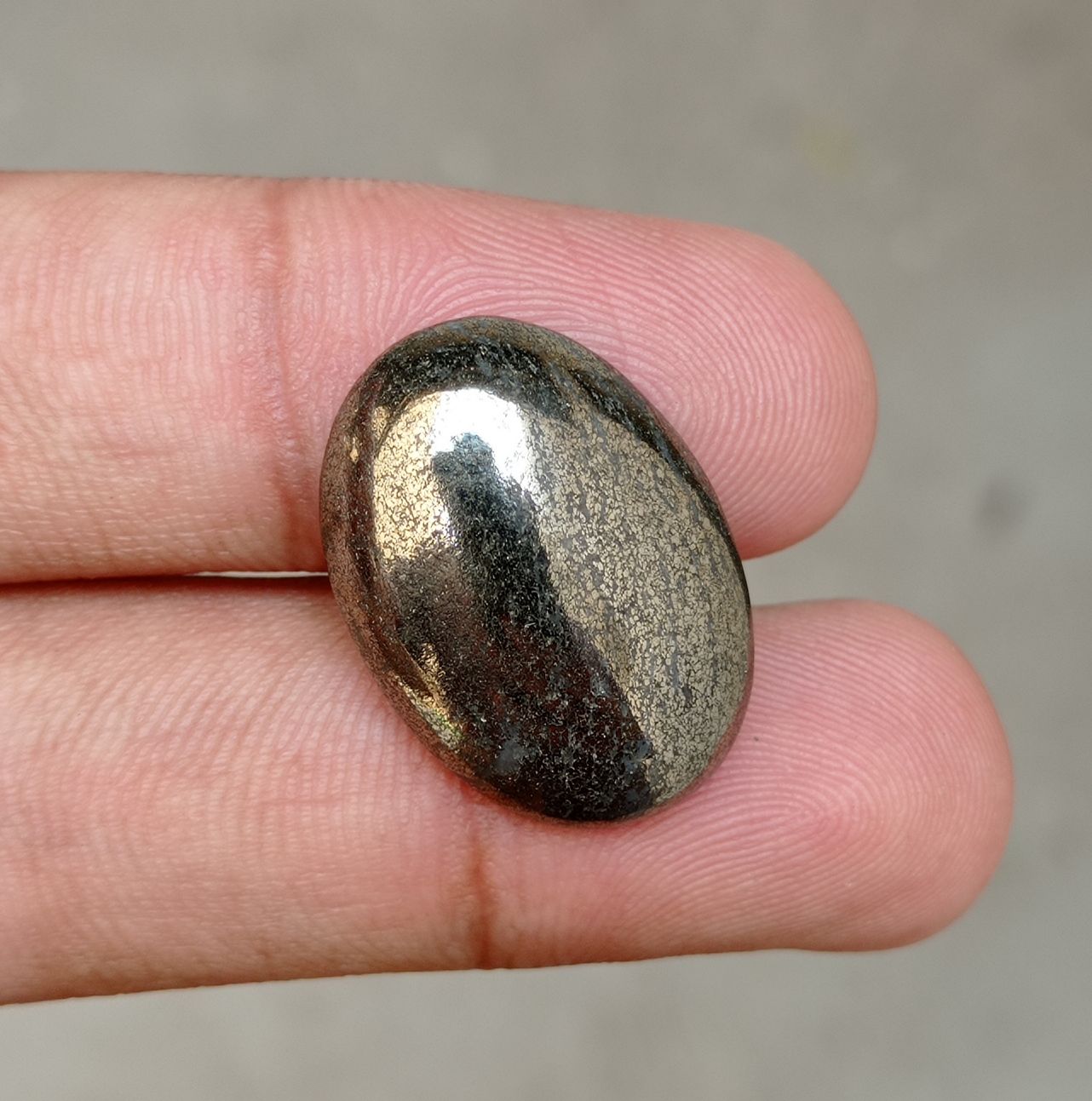 27.1ct Natural Pyrite Cabochon - Iron Pyrite Crystal - Fool's Gold Gemstone - August Birthstone -24x12x6mm