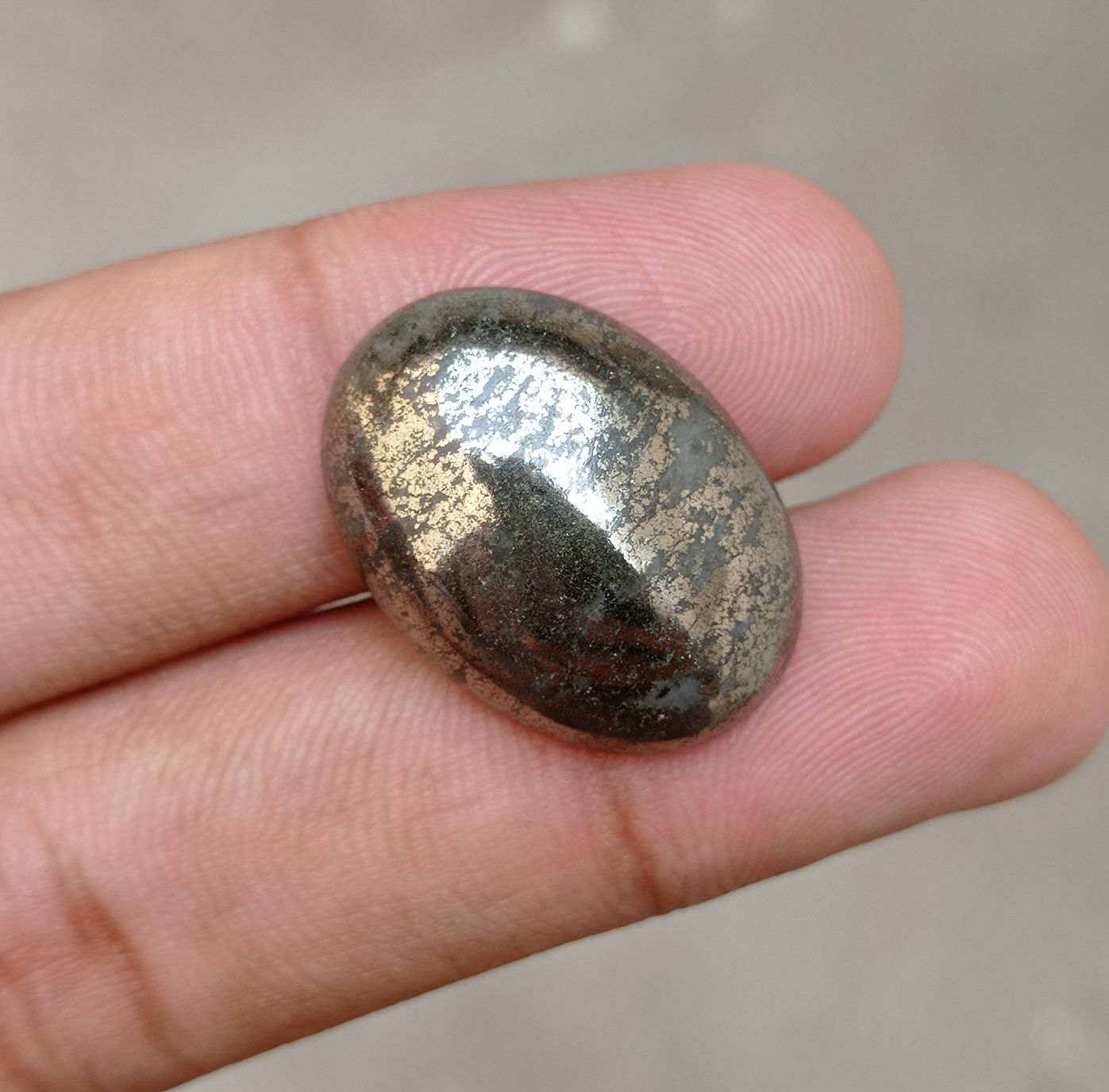31.8ct Natural Pyrite Cabochon - Iron Pyrite Crystal - Fool's Gold Gemstone - August Birthstone -25x18x6mm