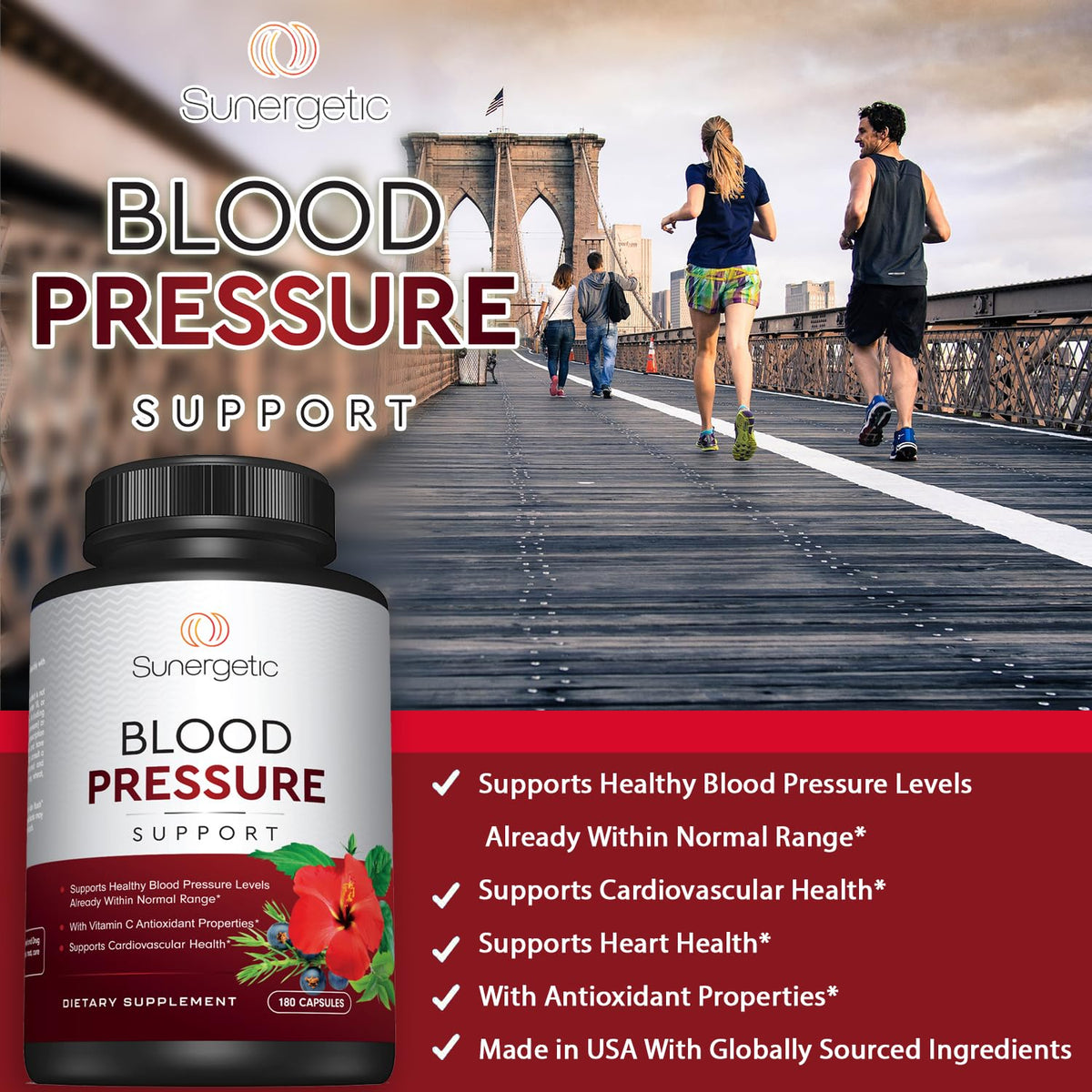Premium Blood Pressure Support — Garlic, Hawthorn & Hibiscus (180 Capsules)