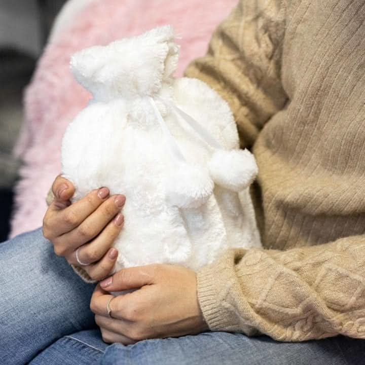 Premium Comfort Hot Water Bottle Cover White 2L