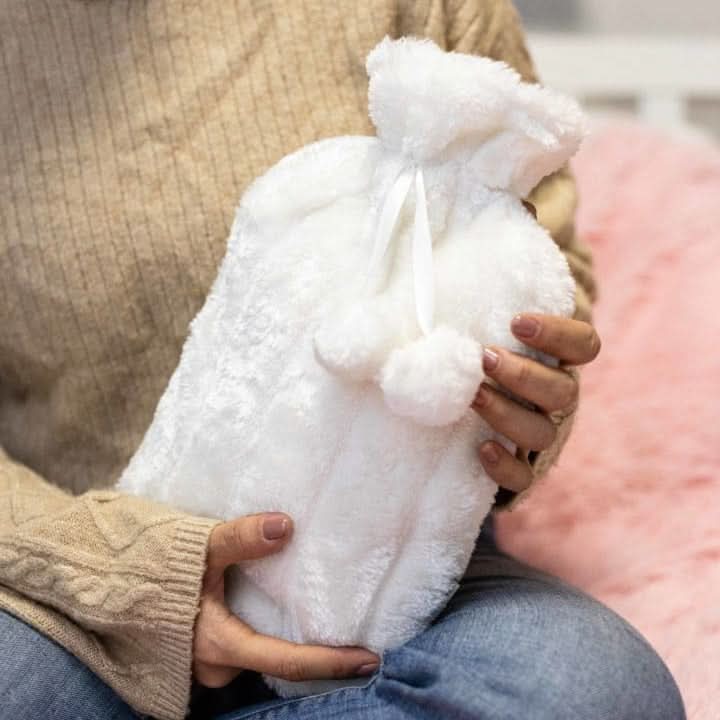 Premium Comfort Hot Water Bottle Cover White 2L