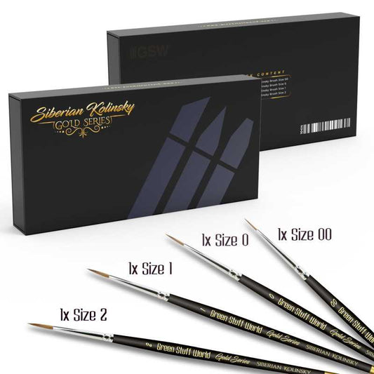 Premium Siberian Kolinsky Gold Series Paintbrush Set - 4pc | Green Stuff World
