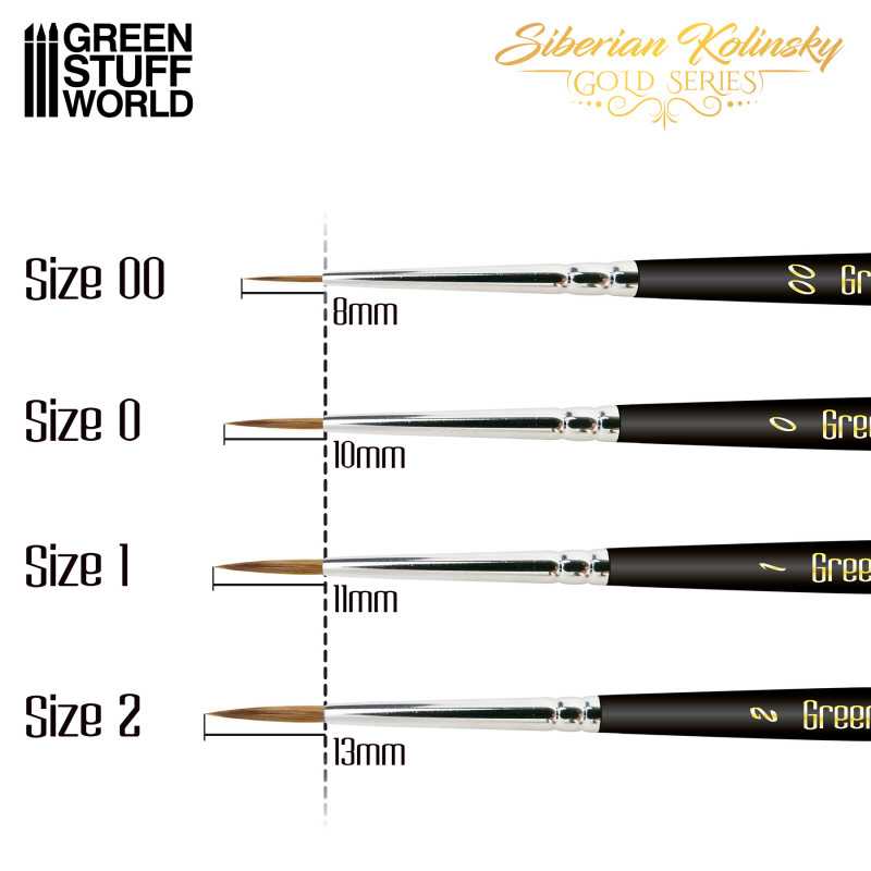 Premium Siberian Kolinsky Gold Series Paintbrush Set - 4pc | Green Stuff World
