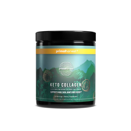 Primal Harvest Keto Collagen Powder with MCT Oil – Hydrolyzed Collagen Peptides, 10 oz, Unflavored